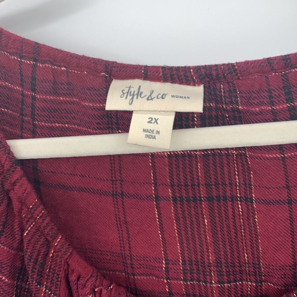 Style & Co Women Plaid Blouse Size 2x - Picture 3 of 4